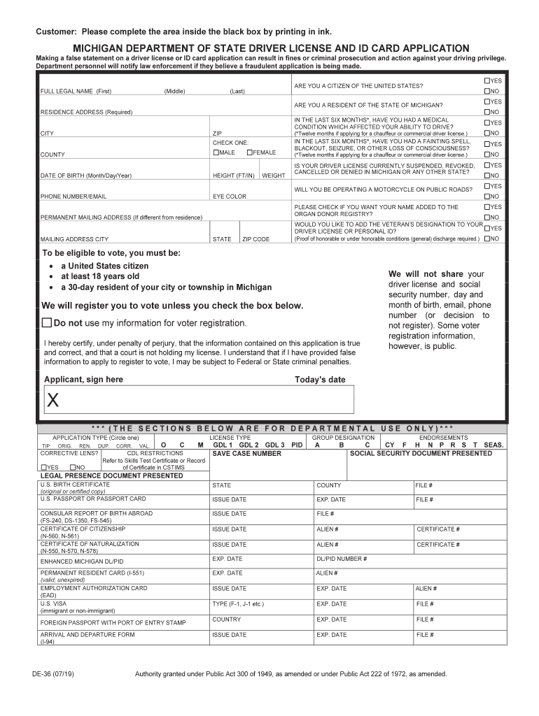 2019 2025 MI Form DE 36 Fill Online Printable Fillable Blank PdfFiller