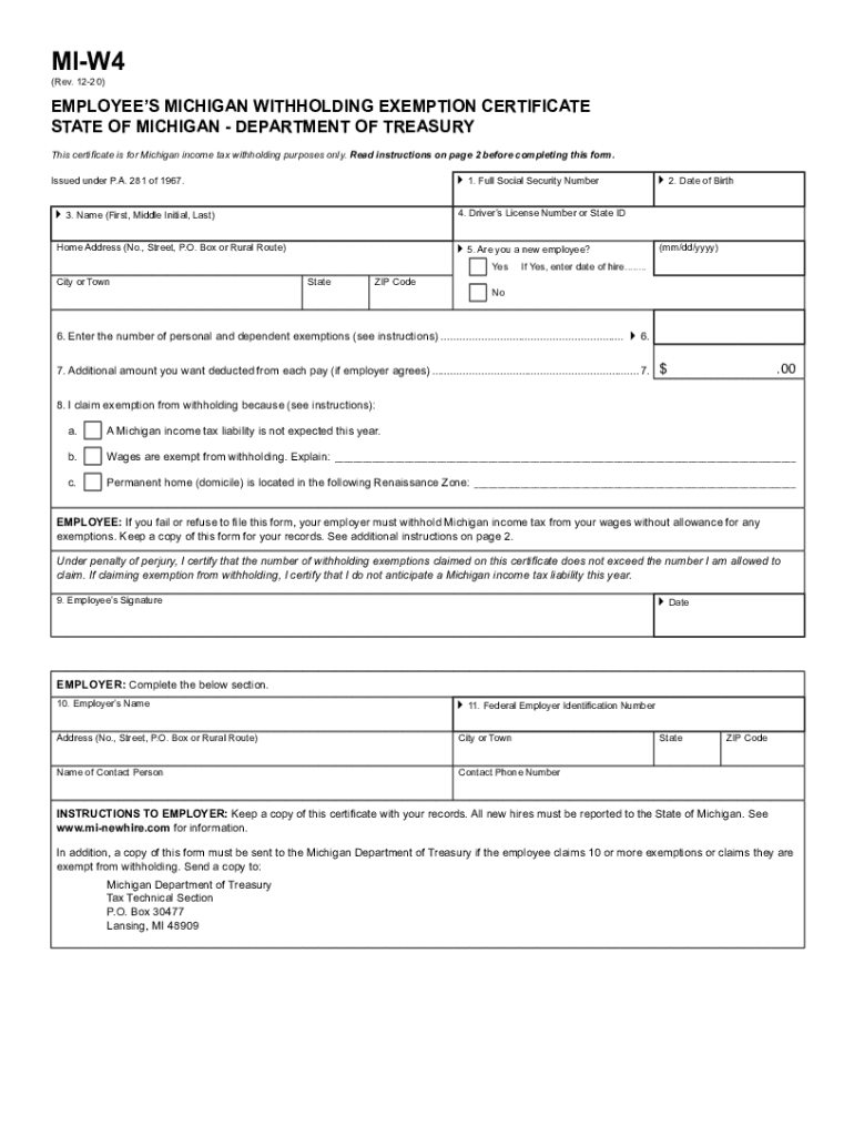 2020 2025 Form MI MI W4 Fill Online Printable Fillable Blank PdfFiller