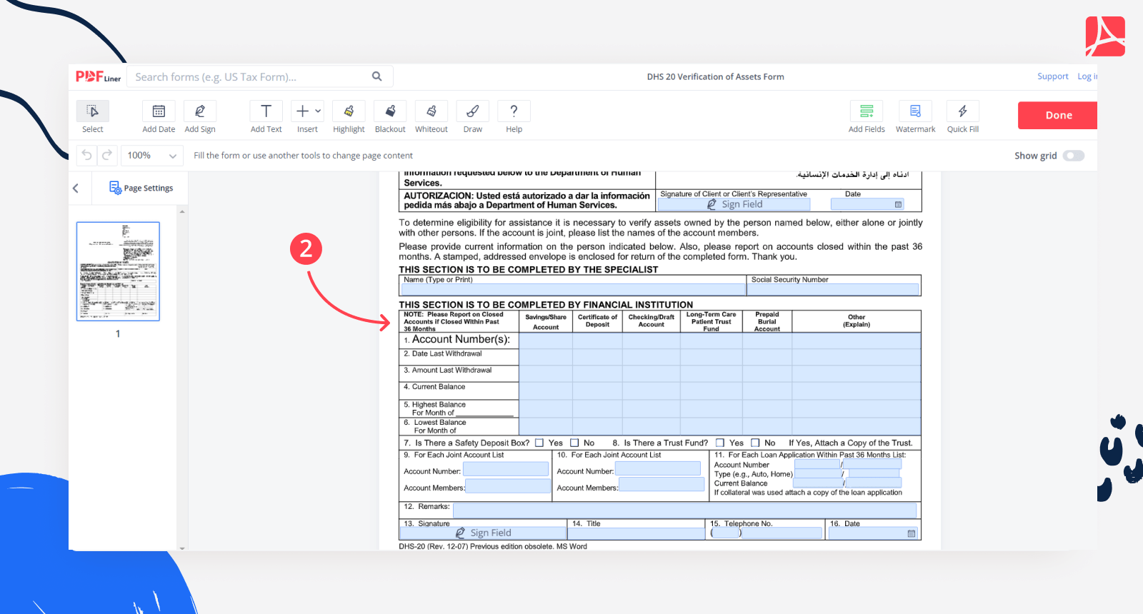 Michigan DHS 20 Verification Of Assets Form Blank PDFliner