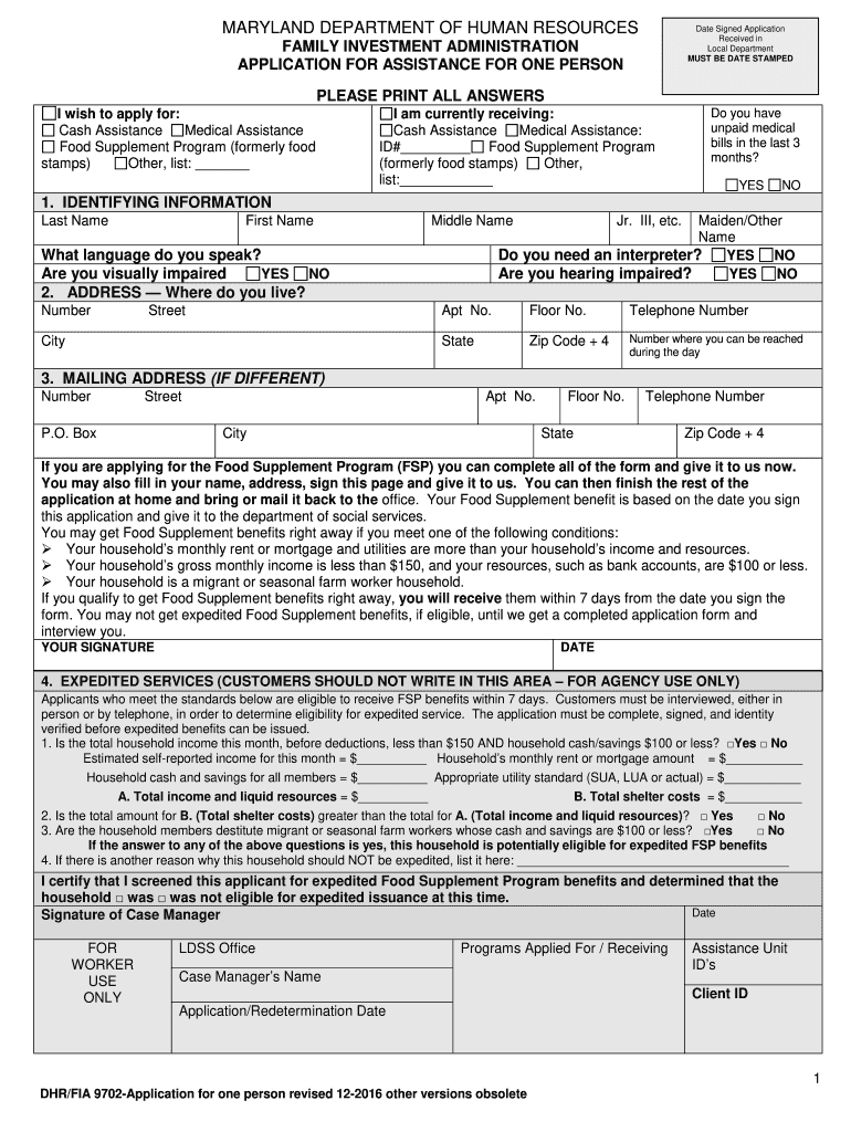 2016 2024 Form MD DHR FIA 9702 Fill Online Printable Fillable Blank PdfFiller