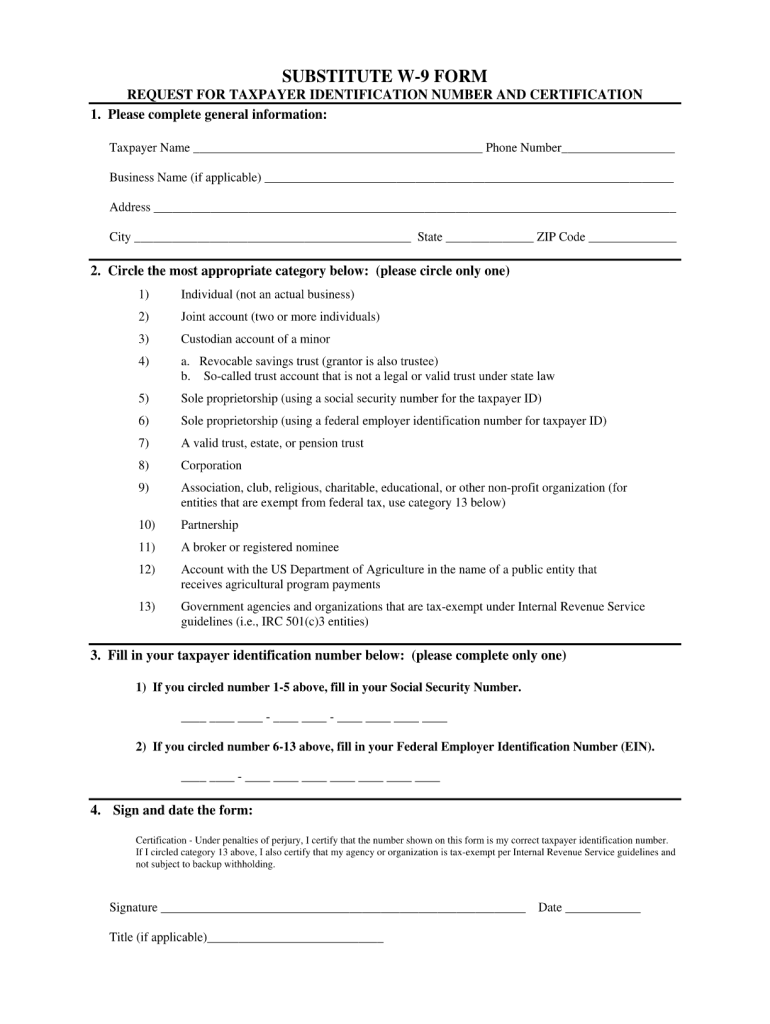 2017 2025 Form TN Substitute W 9 Fill Online Printable Fillable Blank PdfFiller