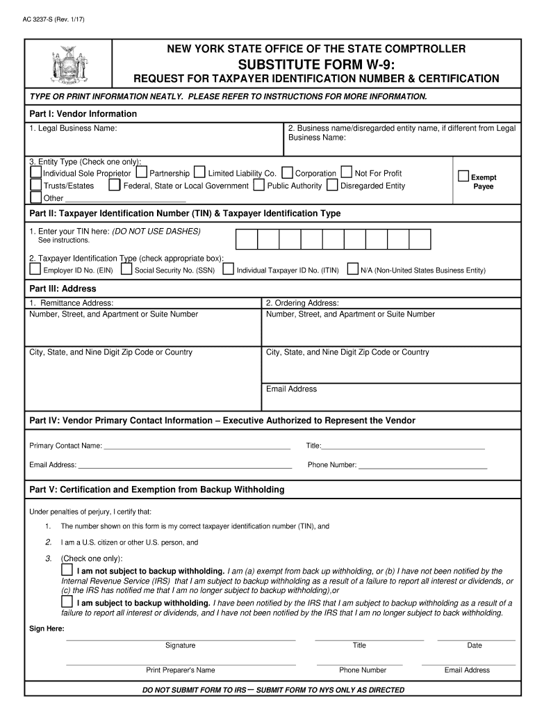 2017 2025 NY Substitute Form W 9 Fill Online Printable Fillable Blank PdfFiller