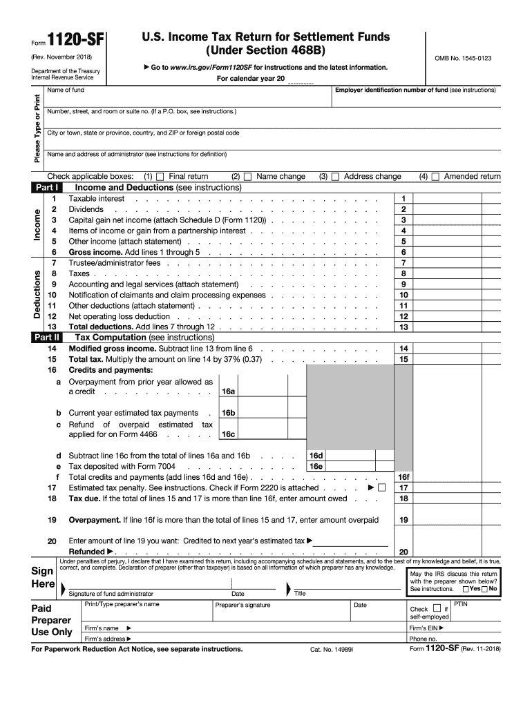 2018 2025 Form IRS 1120 SF Fill Online Printable Fillable Blank PdfFiller