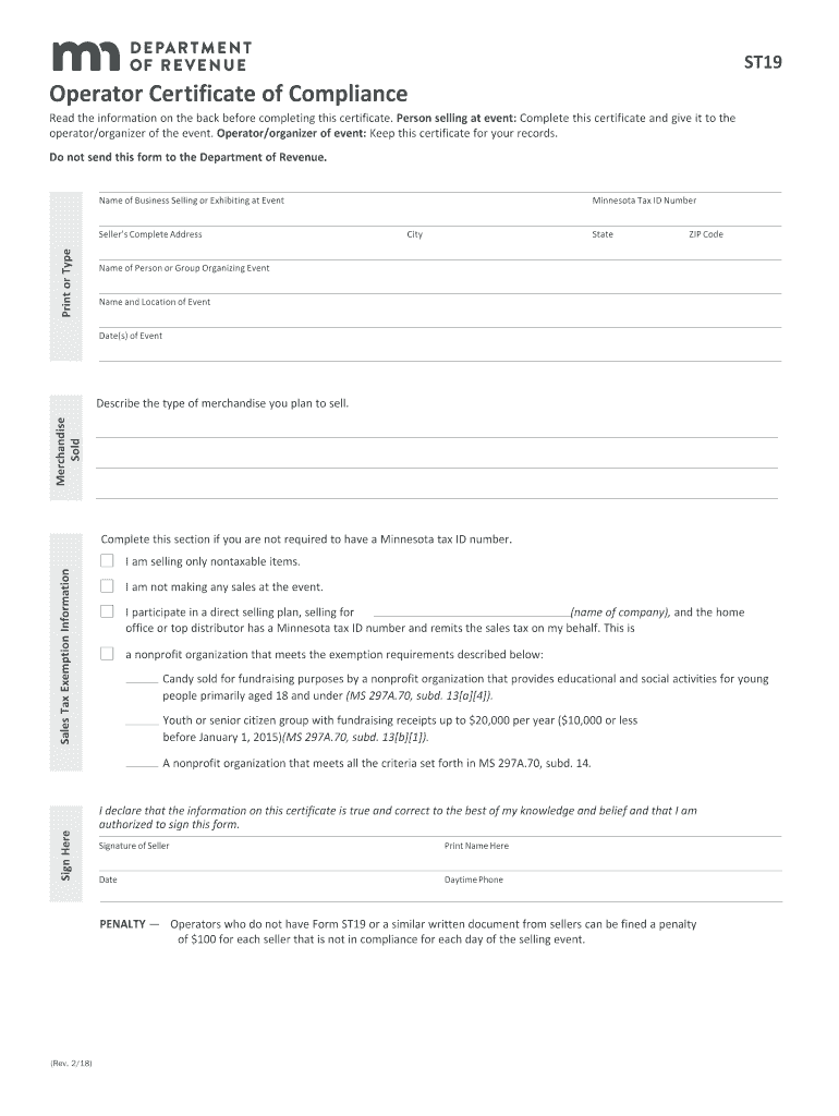 2018 2025 Form MN DoR ST19 Fill Online Printable Fillable Blank PdfFiller