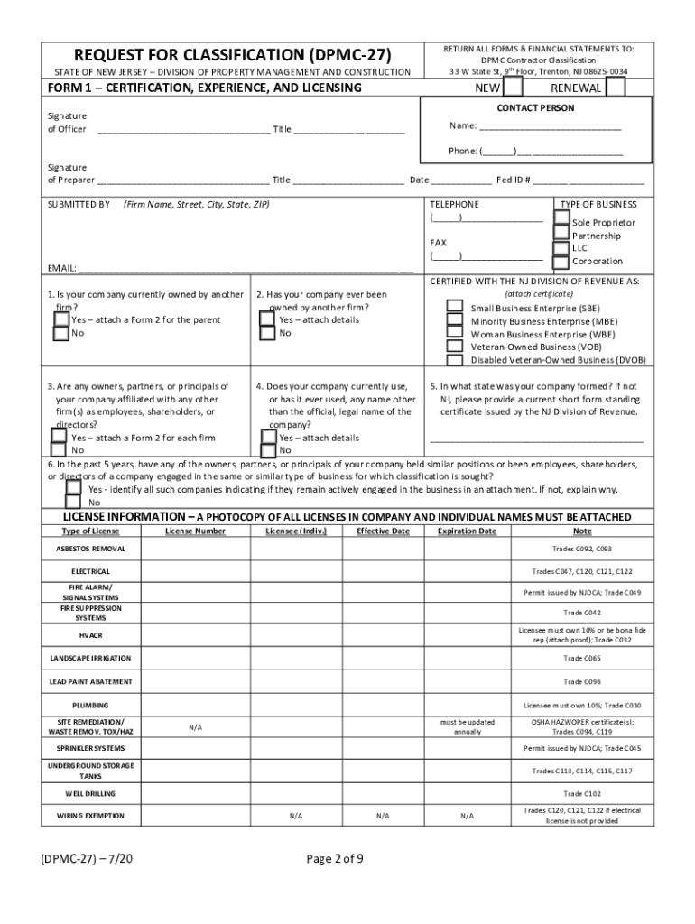 2020 2025 Form NJ DPMC 27 Fill Online Printable Fillable Blank PdfFiller