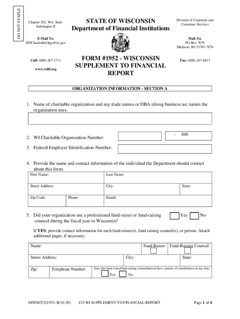 2020 2025 WI Form 1952 Fill Online Printable Fillable Blank PdfFiller