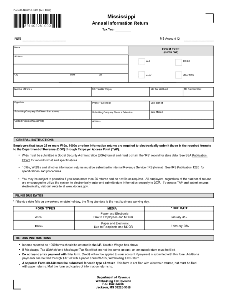 2022 2025 Form MS DoR 89 140 Fill Online Printable Fillable Blank PdfFiller