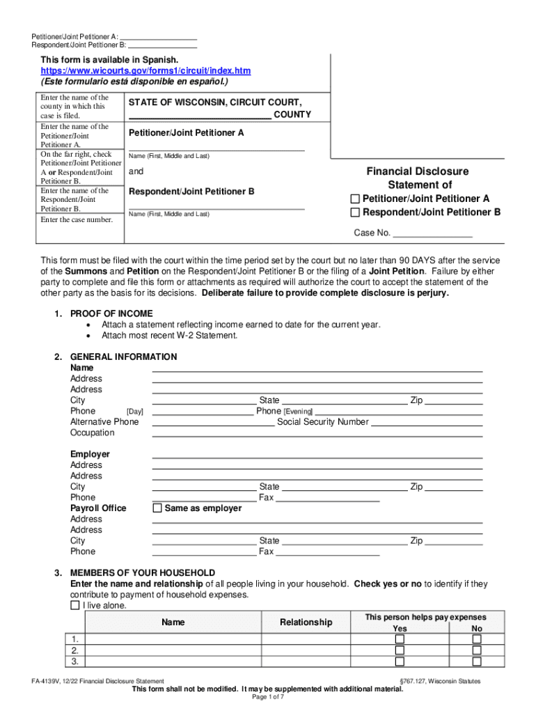 2022 2025 Form WI FA 4139V Fill Online Printable Fillable Blank PdfFiller