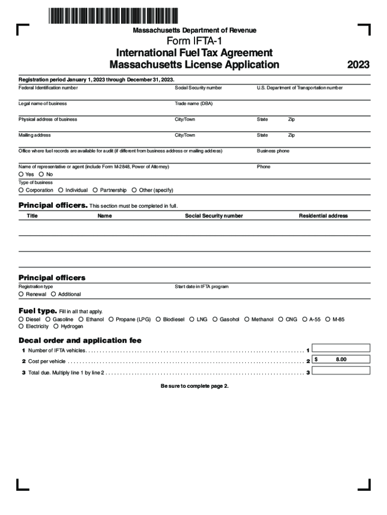 2023 2025 Form MA DoR IFTA 1 Fill Online Printable Fillable Blank PdfFiller