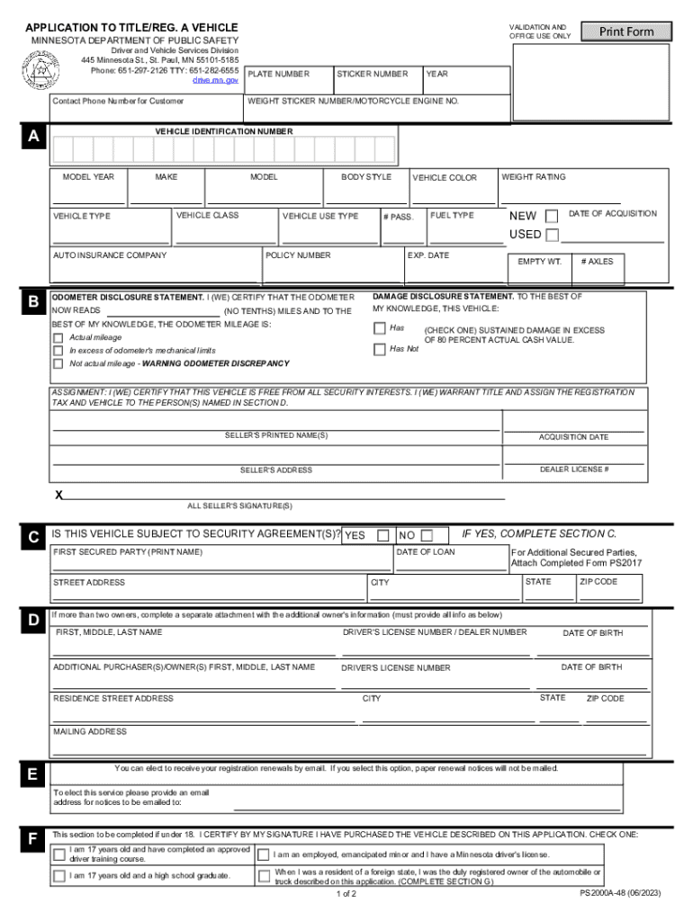 2023 2025 Form MN PS2000 Fill Online Printable Fillable Blank PdfFiller