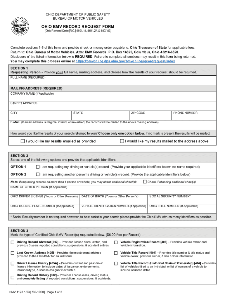 2023 2025 Form OH BMV 1173 Fill Online Printable Fillable Blank PdfFiller