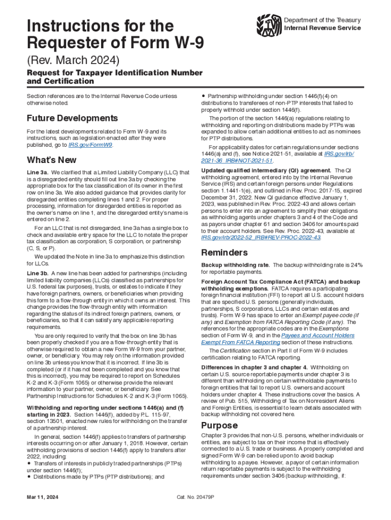 2024 Form IRS W 9 Instruction Fill Online Printable Fillable Blank PdfFiller