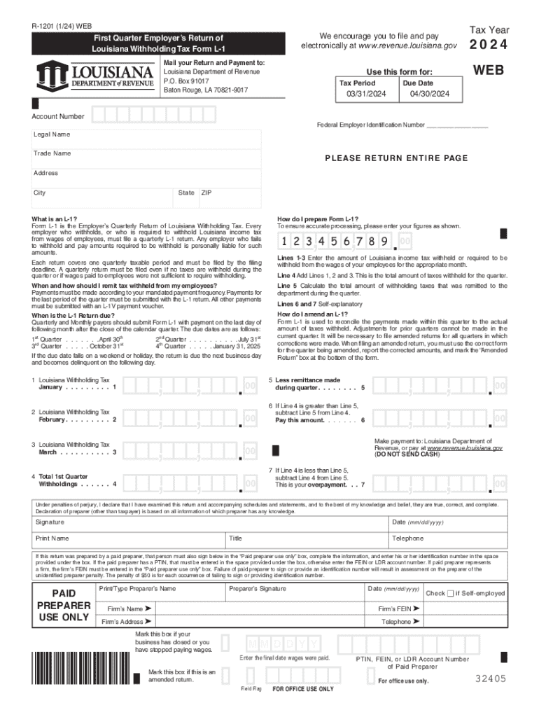 2024 Form LA LDR R 1201 Fill Online Printable Fillable Blank PdfFiller