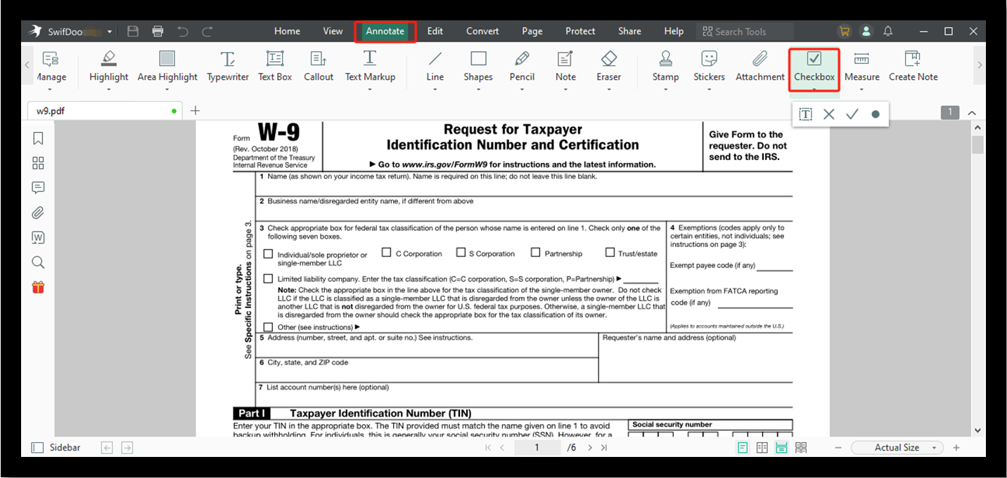 Microsoft Word Fillable W9 Form