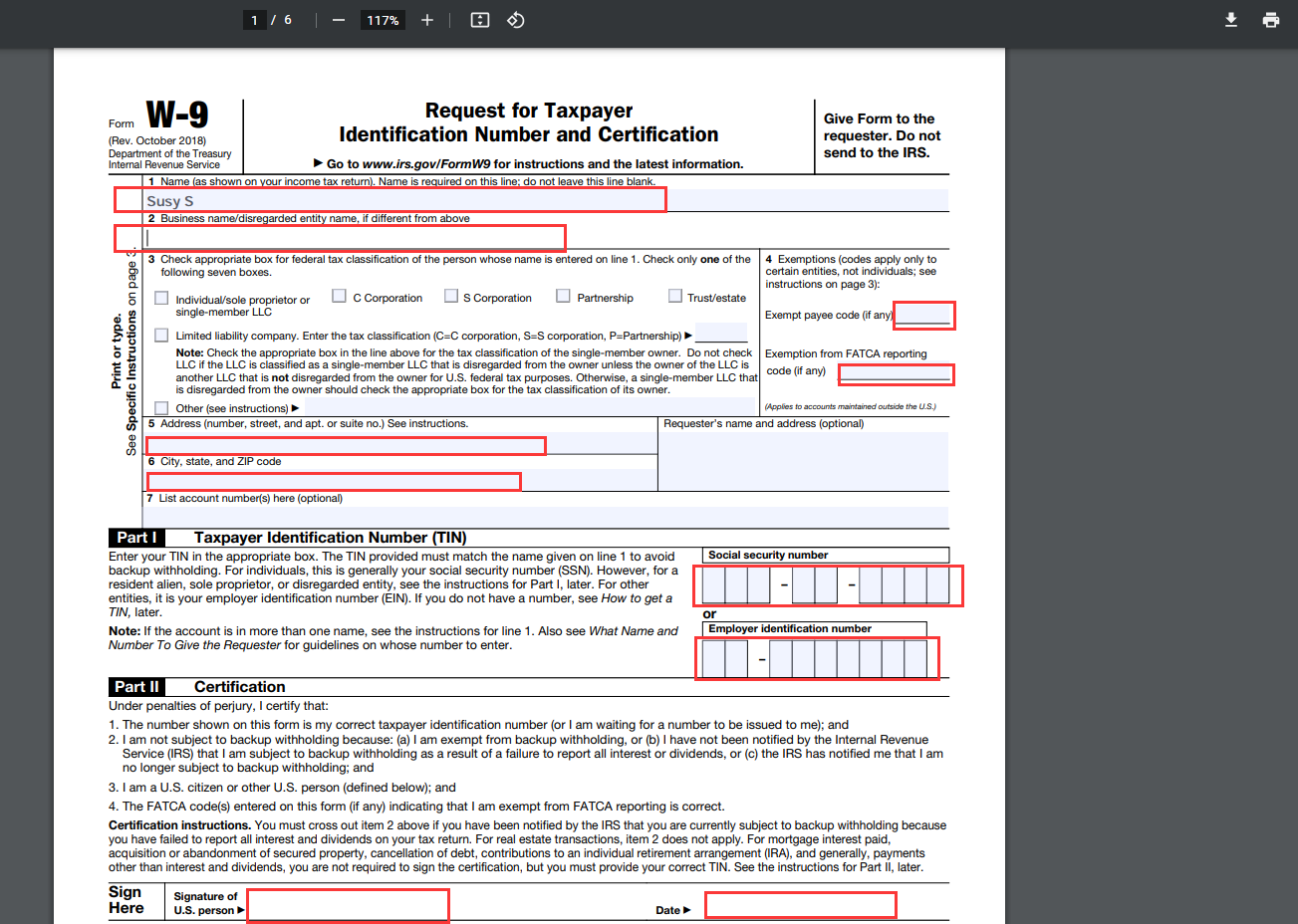 Blank W9 Form Fillable