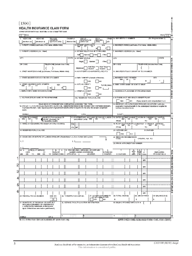 Blank Cms 1500 Form Fillable Fill Online Printable Fillable Blank PdfFiller