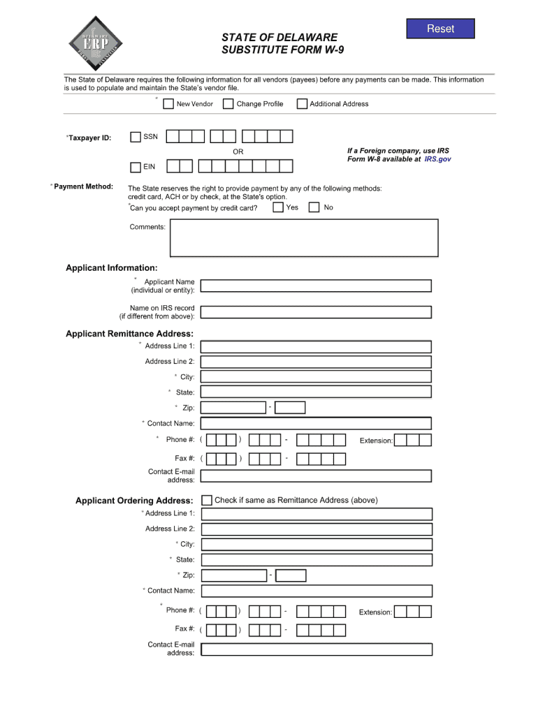 Delaware W9 Form Fill Online Printable Fillable Blank PdfFiller