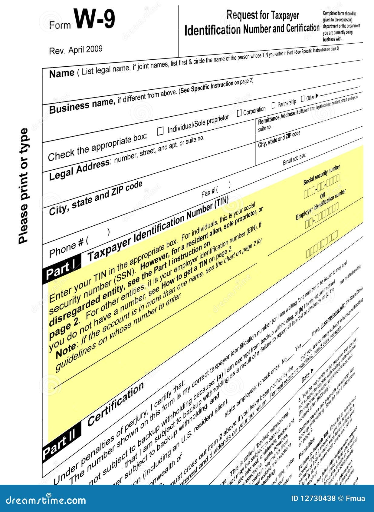 W9 Tax Form Blank Printable