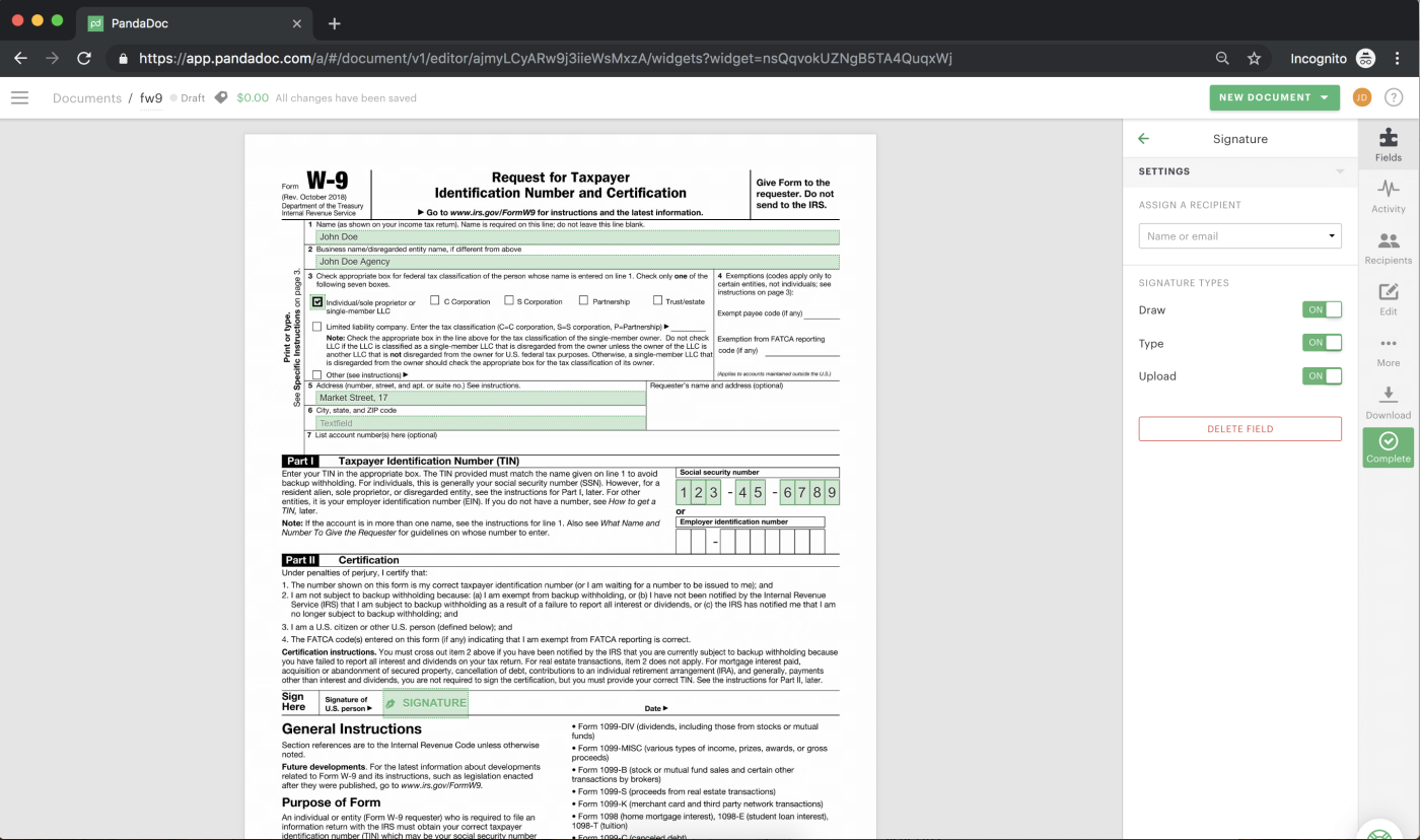 How To Create And Sign A W 9 Form Online