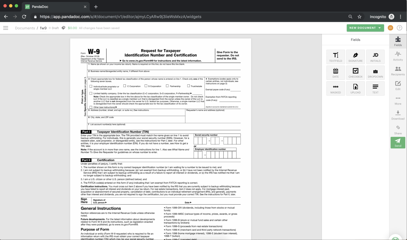 W9 Form Fillable Online Free