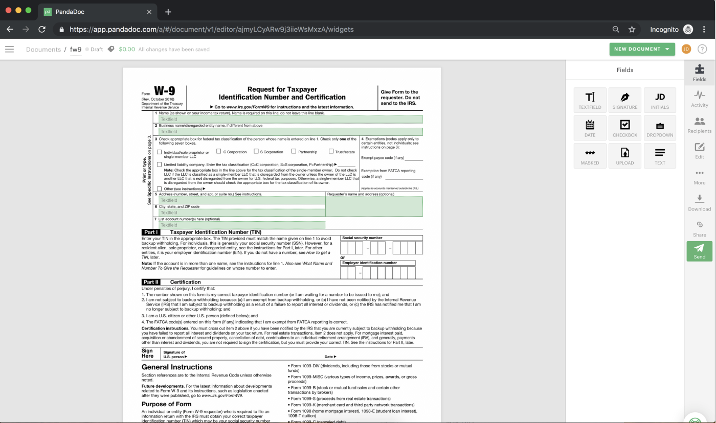 W9 Form Fill Out Free