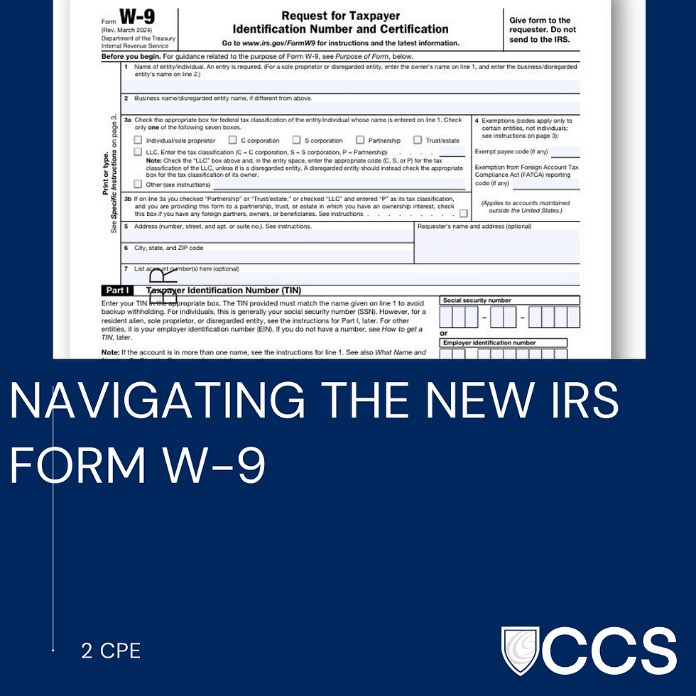 Navigating The New IRS Form W 9 CPE Training Events