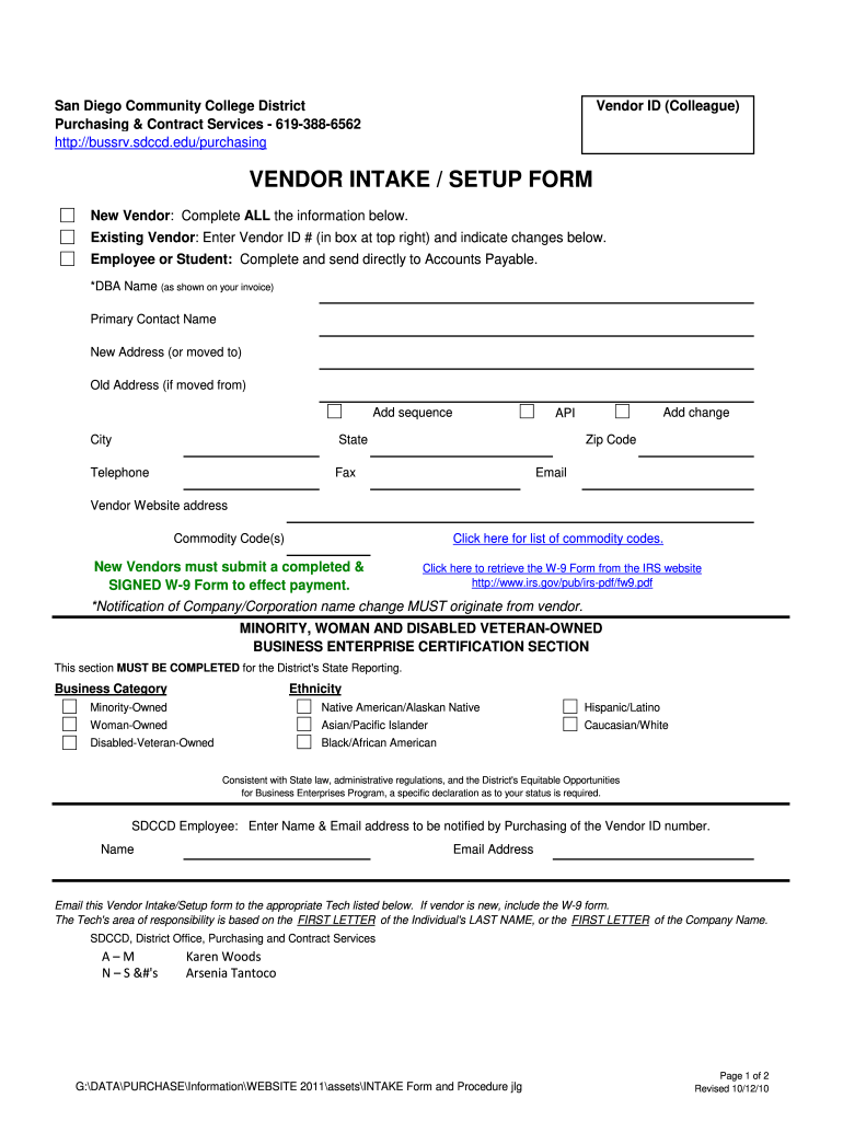 Vendor Intake Form Template Fill Online Printable Fillable Blank PdfFiller