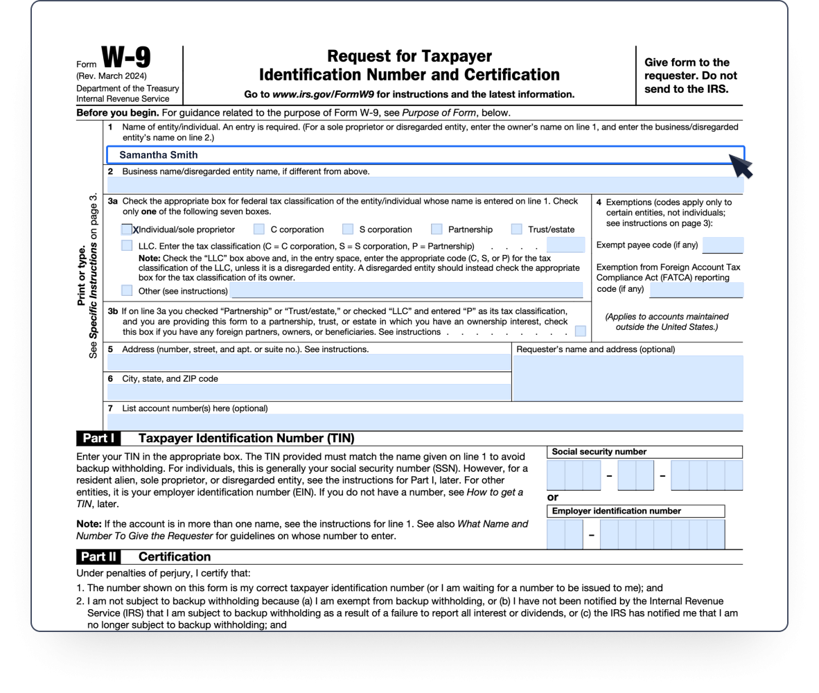 W9 Tax Form Fillable Pdf