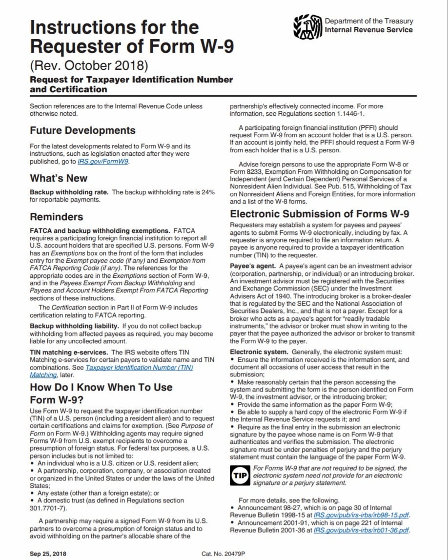 W9 Fillable Tax Form