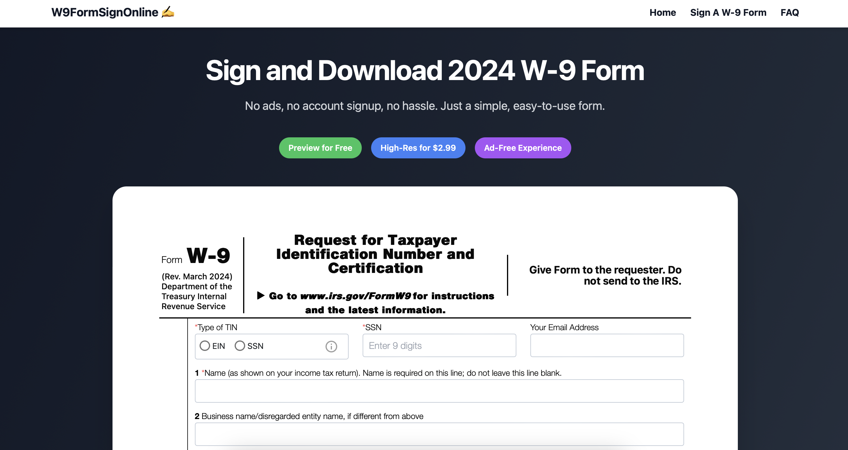 Downloac Free W9 Form