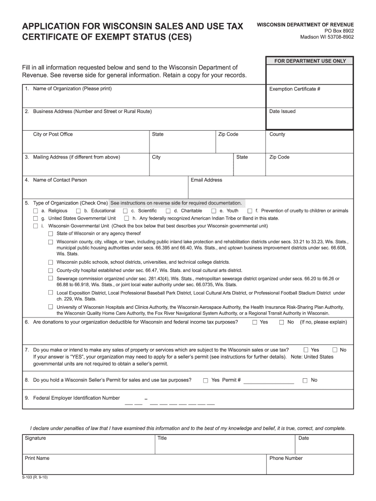 Wisconsin Tax Exempt Form Pdf Fill Online Printable Fillable Blank PdfFiller